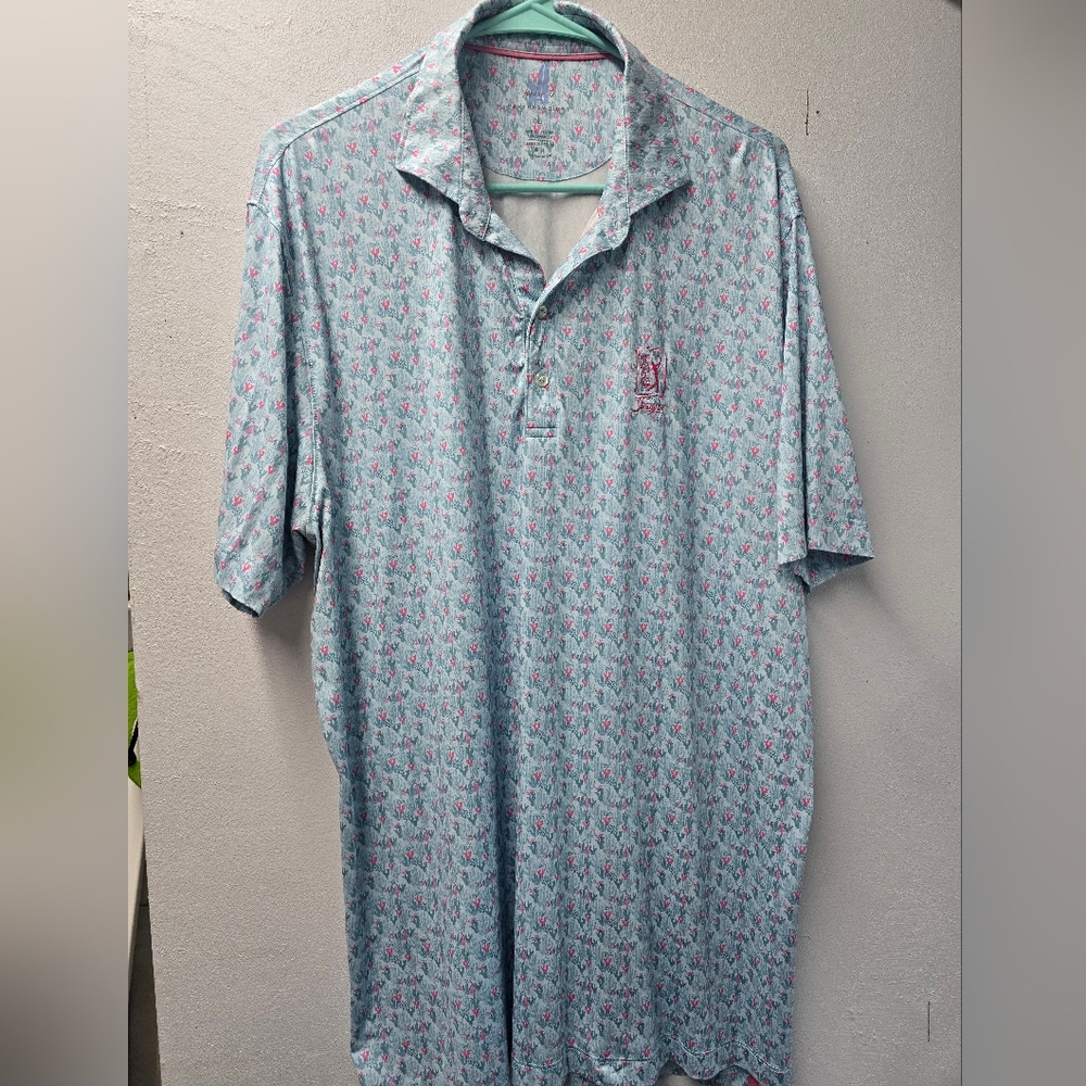 johnnie-O Blue and Pink Cactus Polo Shirt